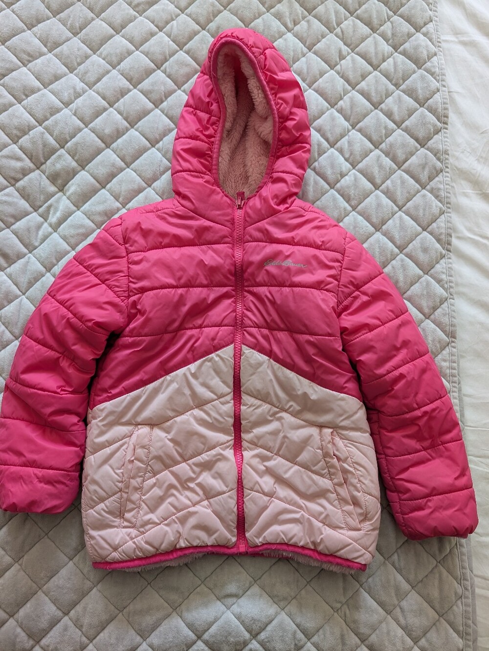 Eddie Bauer Kids Reversible Puffer Jacket, Pink, Size XS